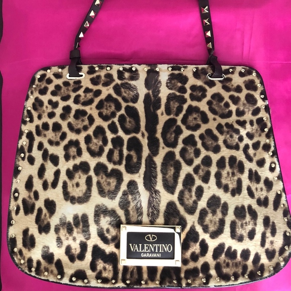 Valentino Garavani Handbags - Valentino Rockstud Leopard Calf-Hair Shoulder Bag